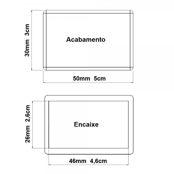 Ponteira Interna Para Pé de Cadeira Retangular 30x50mm 24un