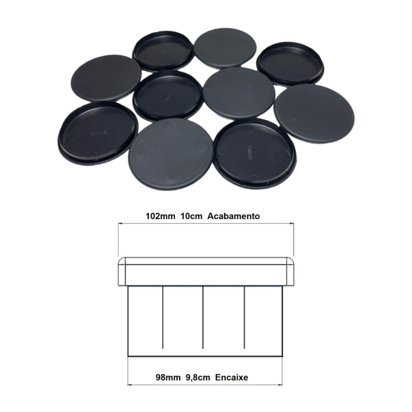 Ponteira Interna Para Pé de Cadeira Redonda 4 Pol 100mm 24un