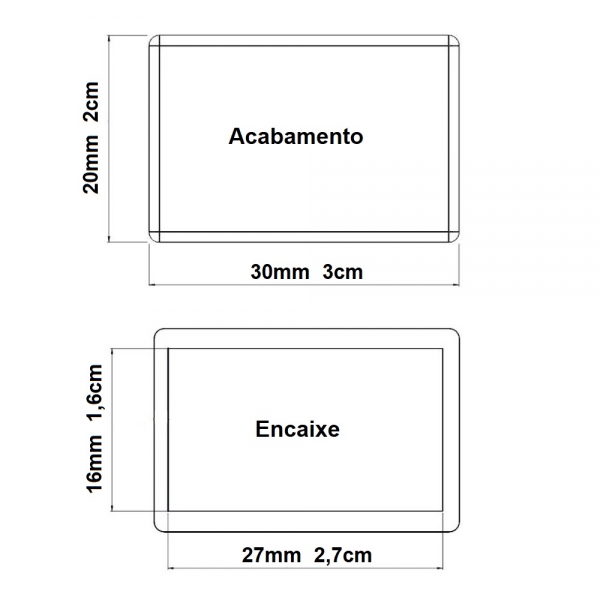 Ponteira Interna Para Pé de Cadeira Retangular 20x30mm 24un