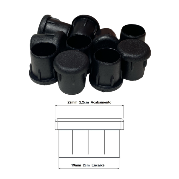 Ponteira Interna Para Pé de Cadeira Redonda 7/8 22mm 24un