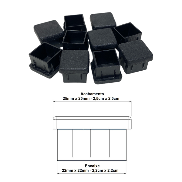 Ponteira Interna Para Pé De Cadeira Quadrada 25x25mm 24un