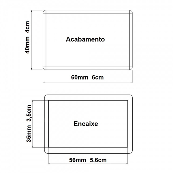 Ponteira Interna Para Pé de Cadeira Retangular 40x60mm 4un