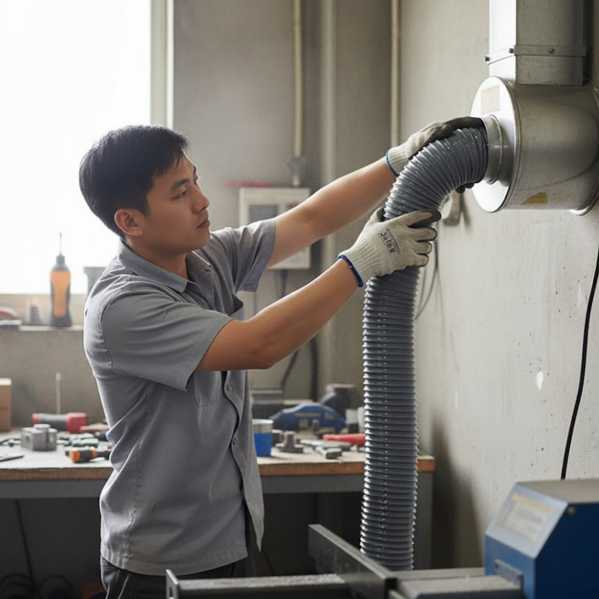 Mangueira Conduite 10 Pol 280mm Exaustor Sucção Aspirador 1m